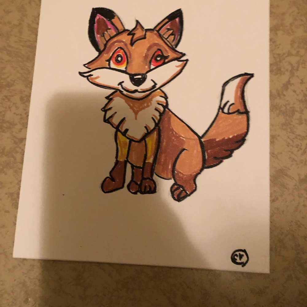 Cute Fox Illustration Art Print canvas broad